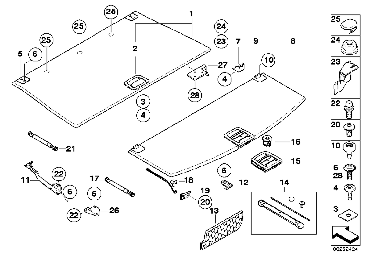 Genuine BMW 51476965254 E61 Hinge GRAU (Inc. 520d, 530xi & 550i)
