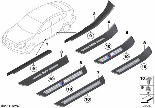 Genuine BMW 51479167361 Cover Molding, Sill, Inner Rear Left SCHWARZ | ML Performance UK Car Parts
