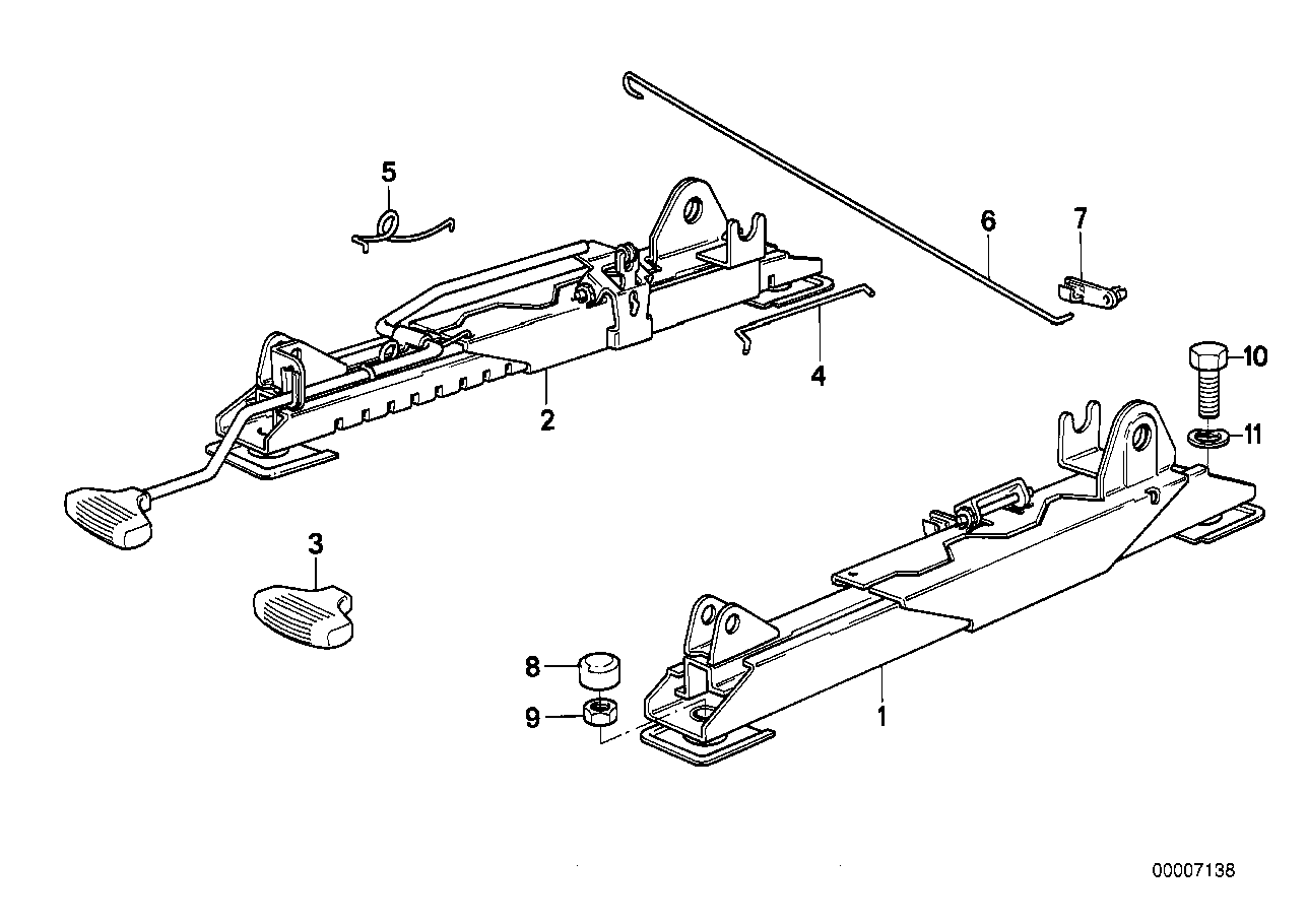 Genuine BMW 52101942635 E24 E23 Seat Rail Outer Left (Inc. 745i, 628CSi & M6)