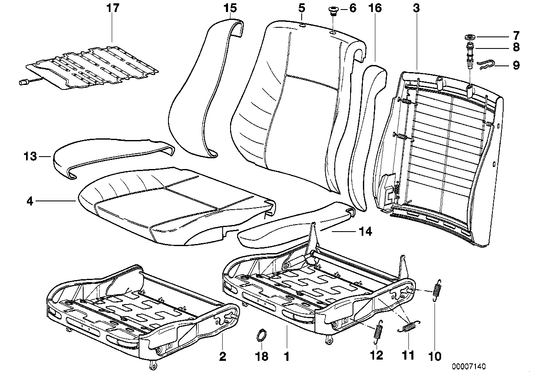 Genuine BMW 52101928976 E32 Backrest Frame (Inc. 740iL, 740i & 730i)