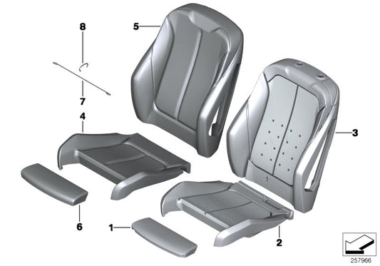 Genuine BMW 52107939812 Sports Seat Cover Leather COGNAC (Inc. M240iX, 218i & 230i)
