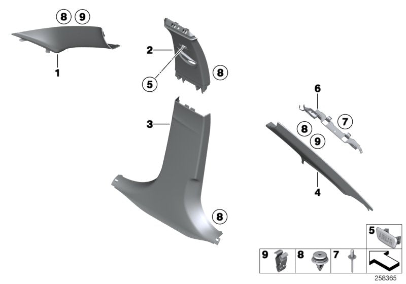 Genuine BMW 51437288228 Cover Column C Right OYSTER (Inc. M3, 320d ed & Hybrid 3)