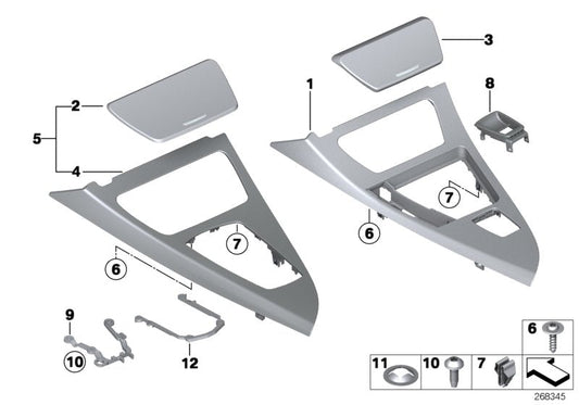 Genuine BMW 51169197164 Trim, Center Console, Alu, Brushed Left hand drive (Inc. 650i, 640iX & 650iX 4.4)