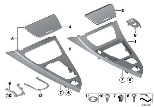 Genuine BMW 51169242726 Set Of Decor Covers, Wood, Poplar Grain Left hand drive (Inc. 650iX, 640iX & 650iX 4.0)