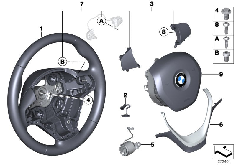 Genuine BMW 32306854776 F21 Cover,Steer.Wheel Black/Chrome Pearlglos (Inc. 335dX, 320iX & 320dX)