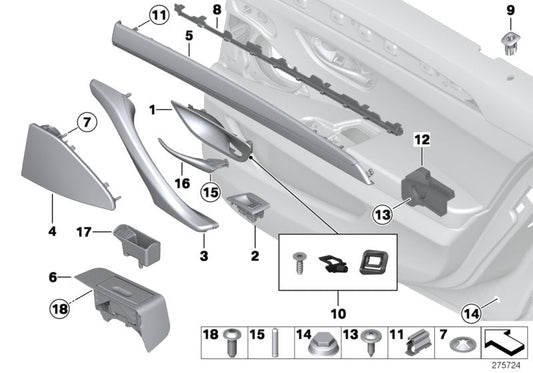 Genuine BMW 51417225859 Closing Handle, Left ZIMTBRAUN (Inc. 520d, 520dX & 530d)