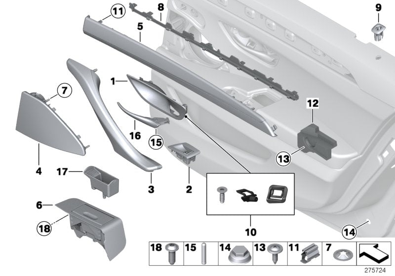 Genuine BMW 51427225528 Decor Strip, Right Doors ESCHE BEIGE (Inc. Hybrid 5, 530d & 530i)