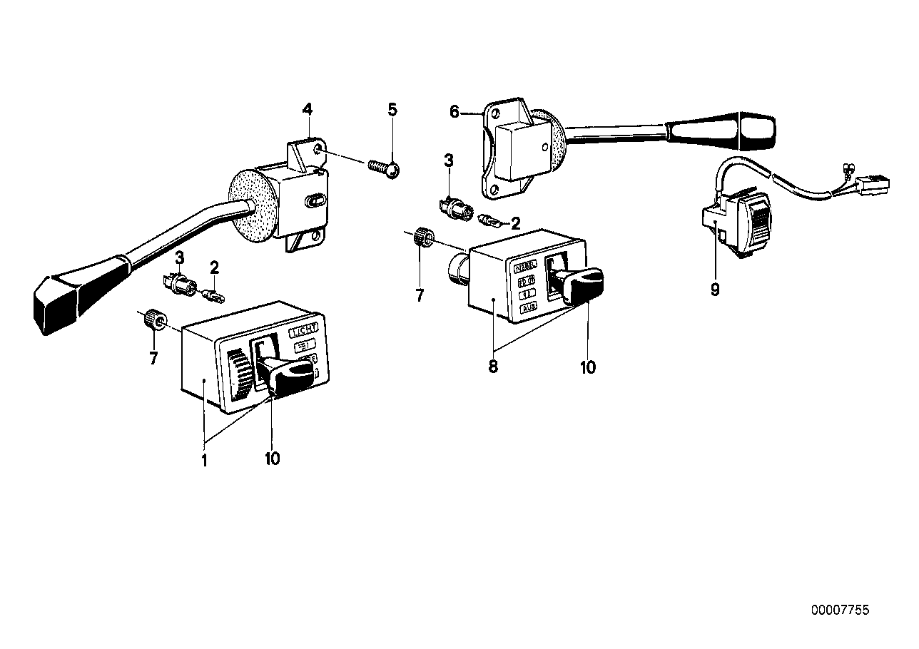 Genuine BMW 61311371086 E23 Switch Turn Signal,Dip-Dim Control (Inc. 735i, 745i & 733i)