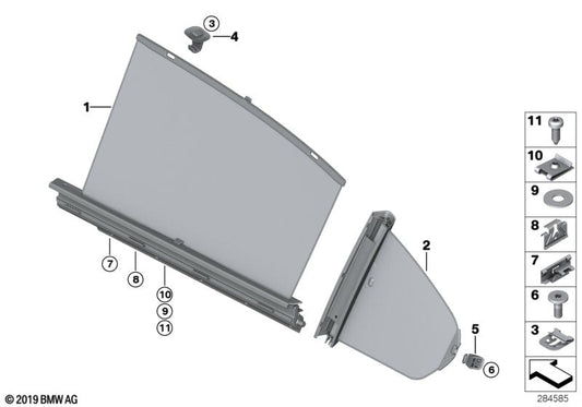Genuine BMW 51357281123 Roller Sun Screen,Triangular Window Left (Inc. 320i ed, 330i & 320d ed)