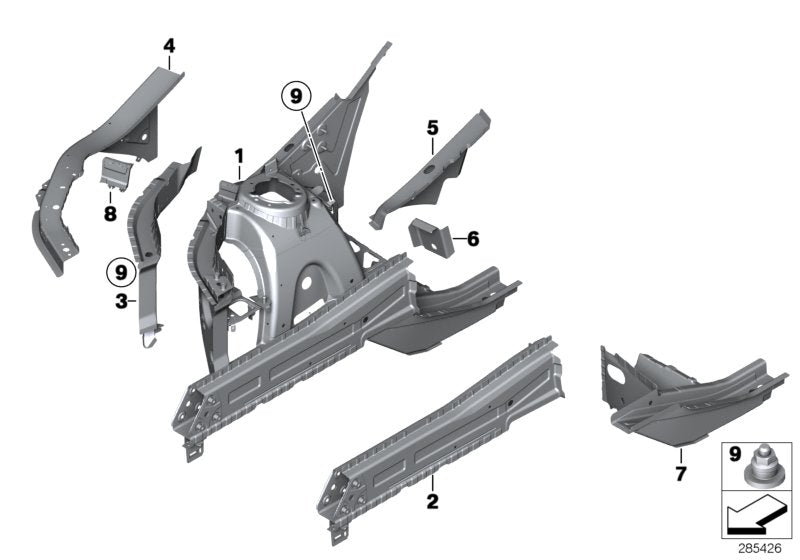 Genuine BMW 41007233856 F25 F26 Moulded Part F Wheel Housing Supp.,Right (Inc. X3)