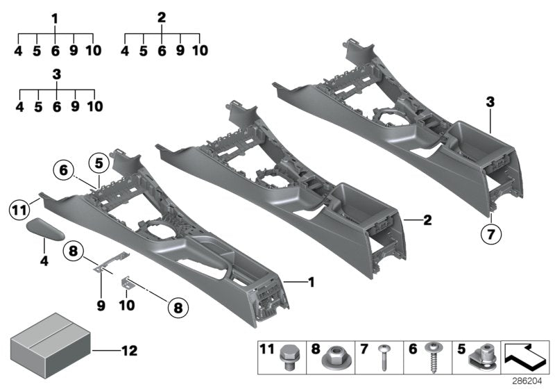 Genuine BMW 51169270562 Center Console SCHWARZ
