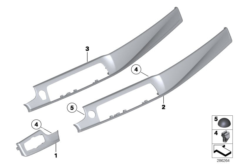 Genuine BMW 51459192942 Trim Instr.Panel Fineline Anthr.Fr.Pass. PERLGLANZ CHROM (Inc. 520i, 530d & 523i)