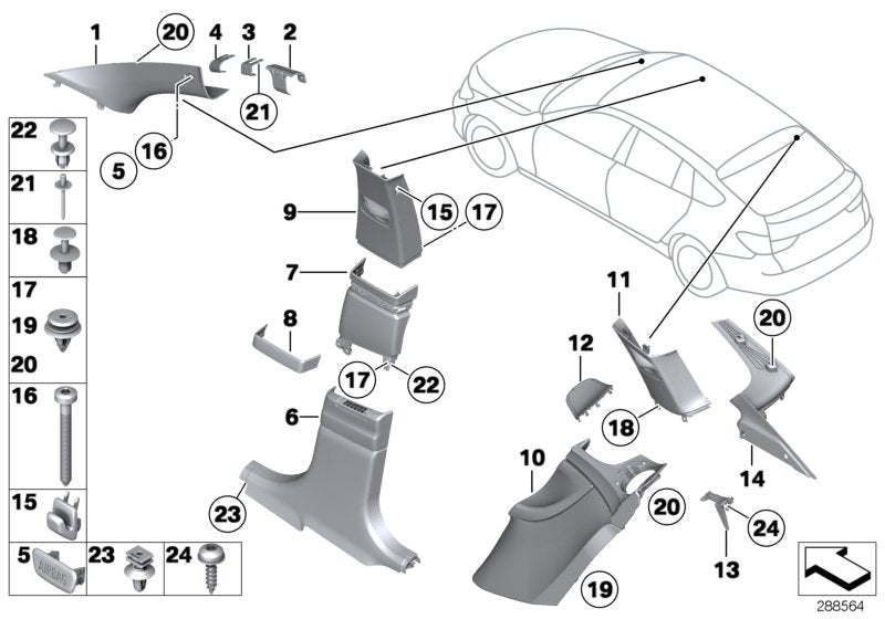 Genuine BMW 51437221717 Trim, B-Pillar, Leather, Lower Left ELFENBEINWEISS (Inc. 535d, 530dX & 550i)