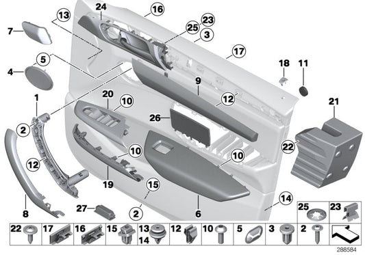 Genuine BMW 51417258788 F25 F26 Cover, Interior Handle, Leather Right ROTBRAUN (Inc. X3)