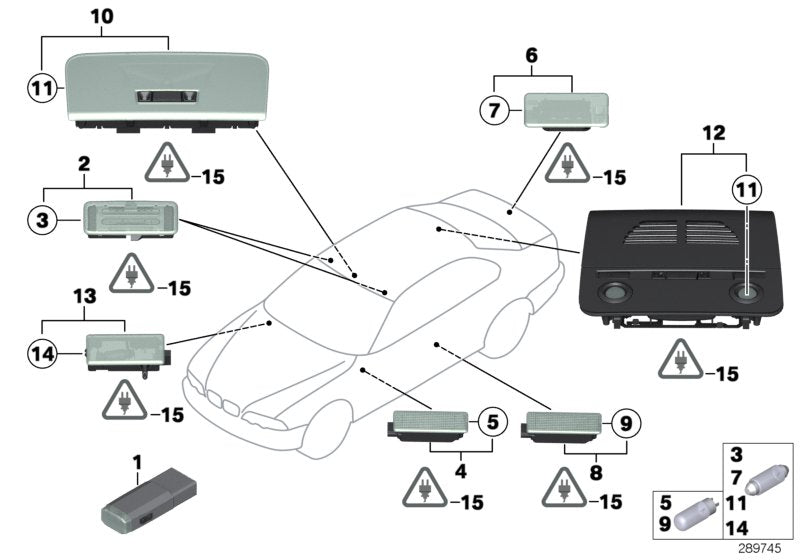 Genuine BMW 61319201637 E84 E91 Interior Light, Rear HImmELGRAU (Inc. X1 20d ed, 318i & 328xi)