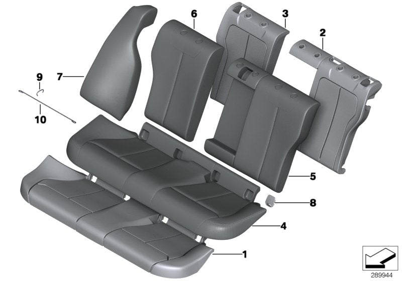 Genuine BMW 52207309892 Cover Backrest Leather Left SCHWARZ (Inc. 318i, 328i & 316d)