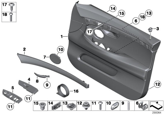 Genuine BMW 51417260618 Door Lining Leather Front Right SCHWARZ (Inc. 535i, 535d & 550iX 4.0)
