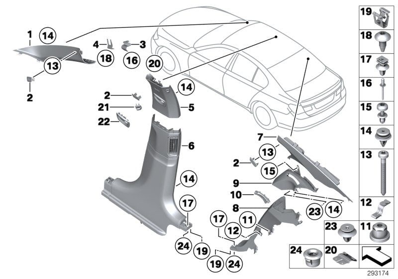 Genuine BMW 51437903780 Right Column A Cover ANTHRAZIT (Inc. 740dX, 750iX & 740Li)