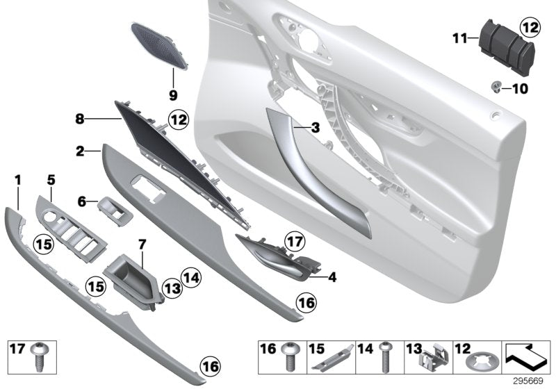 Genuine BMW 51418054062 TriCover, Door, Alu, Hexagon, Right Left hand drive (Inc. 650iX, Alpina B6 & 640iX)