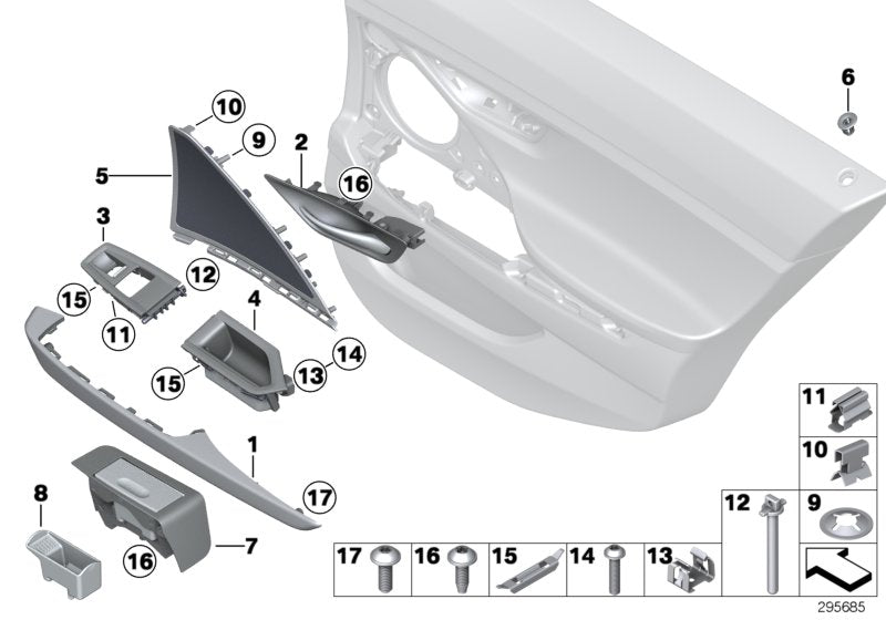 Genuine BMW 51427303906 Trim For Power Window, Right SCHWARZ (Inc. 650iX 4.4, 640iX & 640d)