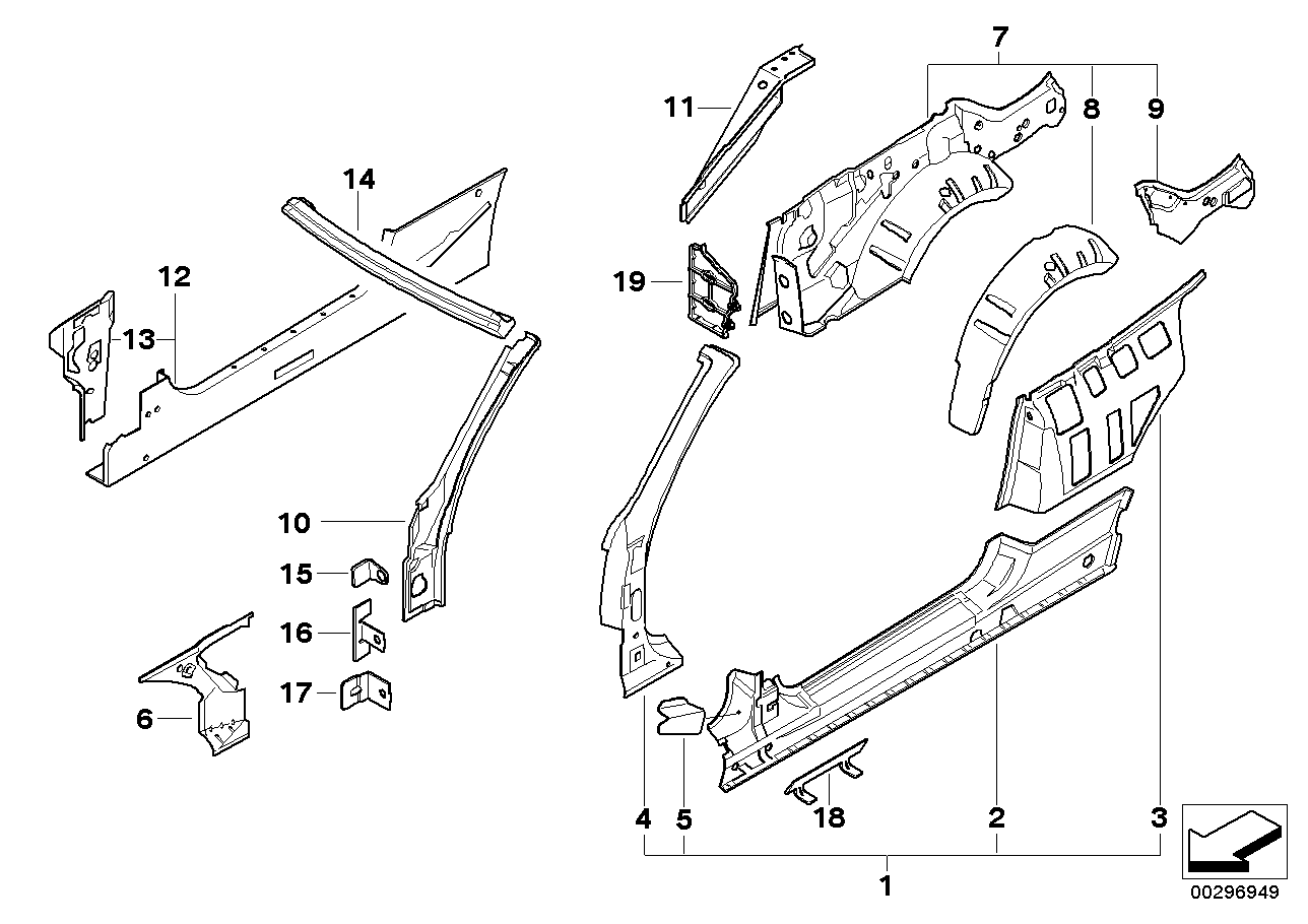 Genuine BMW 41007179535 E93 Cover Panel, Side Frame Rear Left (Inc. 330i, 320i & 330d)