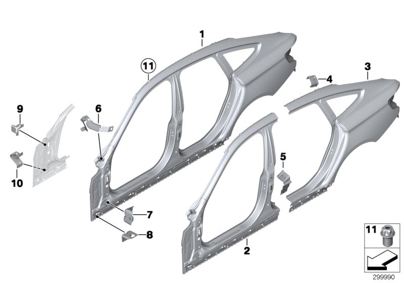 Genuine BMW 41217334026 Reinforcement Plate, D-Pillar, Right (Inc. 335iX, 330i & 330iX)