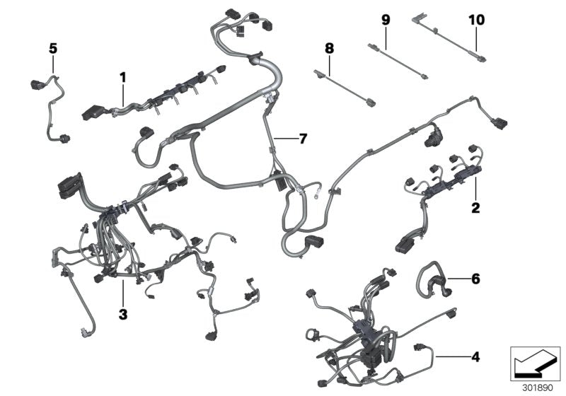 Genuine BMW 12518654756 Wiring Harness, Eng. Sensoric Module 1 45017 (Inc. 550iX, 550iX 4.0 & 550iX 4.4)