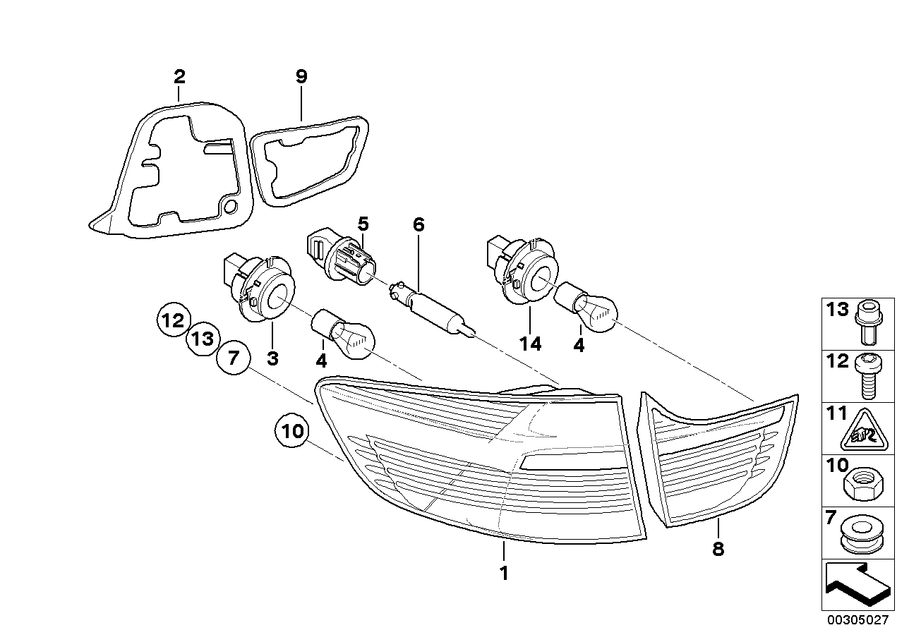 Genuine BMW 63217179986 E71 E72 Rear Light In The Side Panel, Right (Inc. X6)