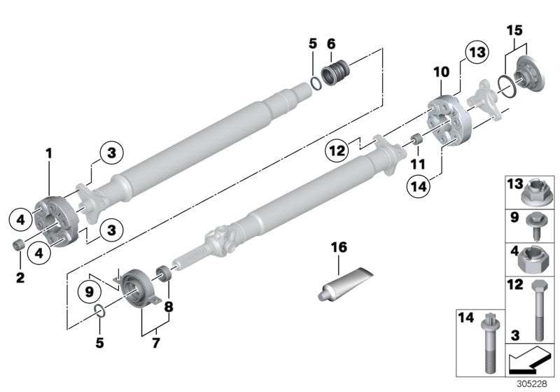 Genuine BMW 26118488058 G20 Center Mount, Aluminium (Inc. 330d)
