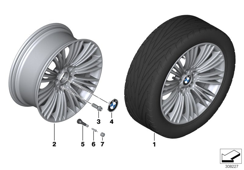 Genuine BMW 36106854680 Gloss-Turned Light Alloy Rim 9JX19 ET:42 (Inc. 335dX, 335i & 330d)