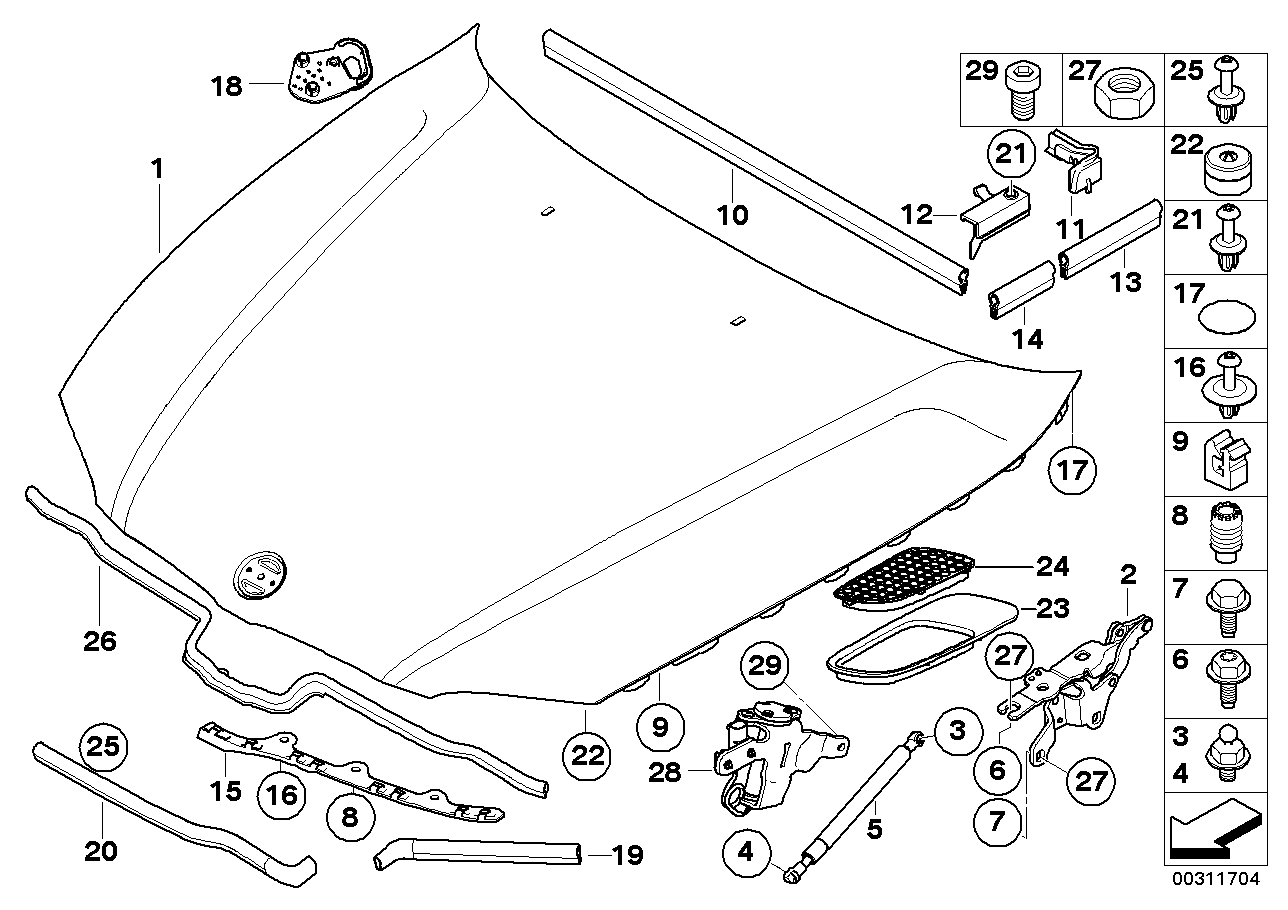 Genuine BMW 51767140586 E81 E82 E87 Sealing, Upper Part Of The Hood, Right (Inc. M Coupé, 120i & 125i)