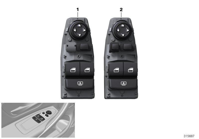 Genuine BMW 61319226266 Window Lifter Switch, Driver's Side (Inc. 430dX, 428i & 418i)