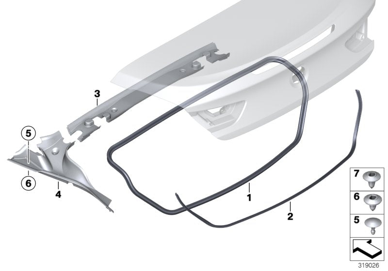 Genuine BMW 51767286077 Trunk Lid Sealing (Inc. 650iX, 650iX 4.4 & 640i)