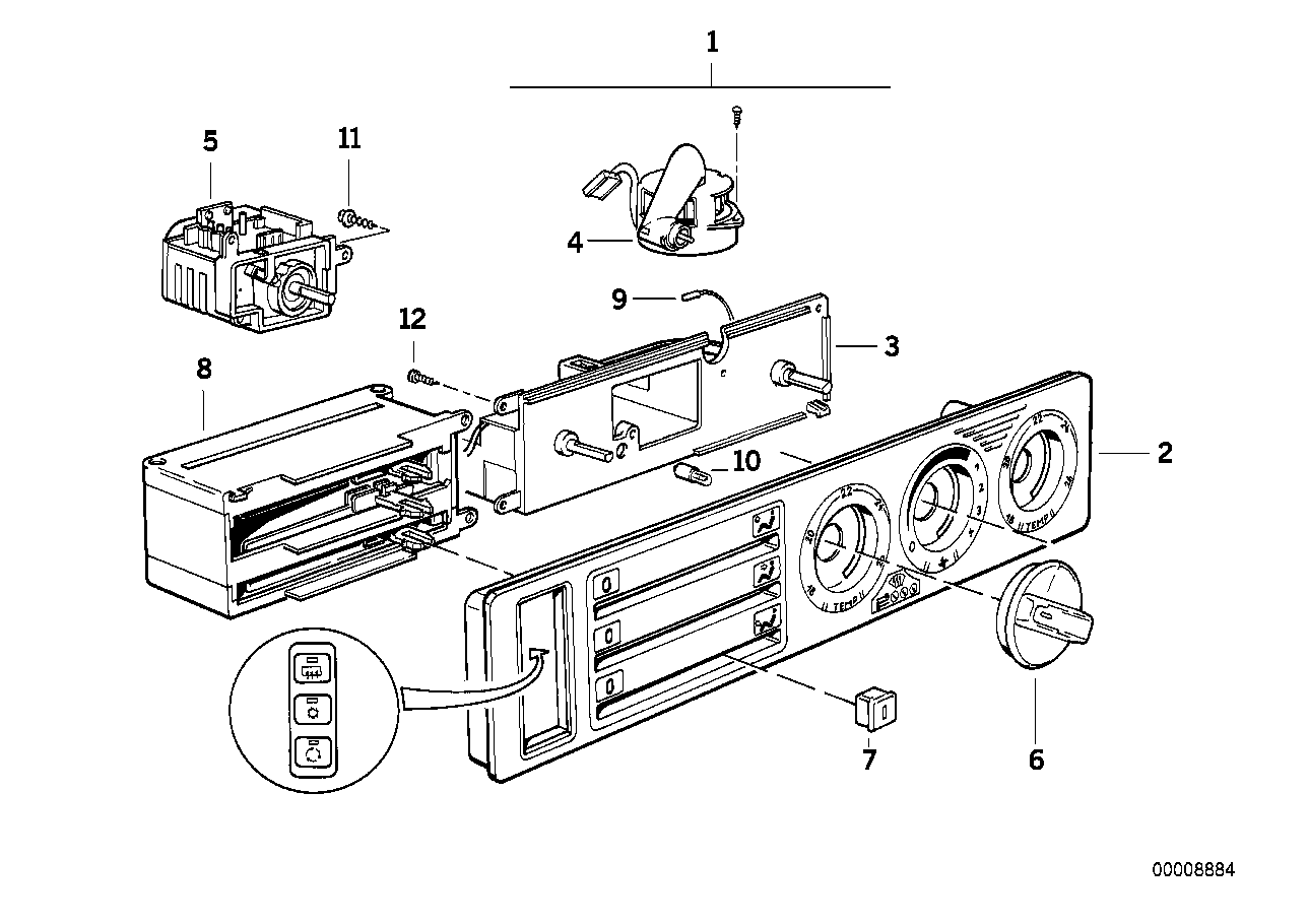 Genuine BMW 64118351122 E34 Switch (Inc. 540i, 520i & 530i)