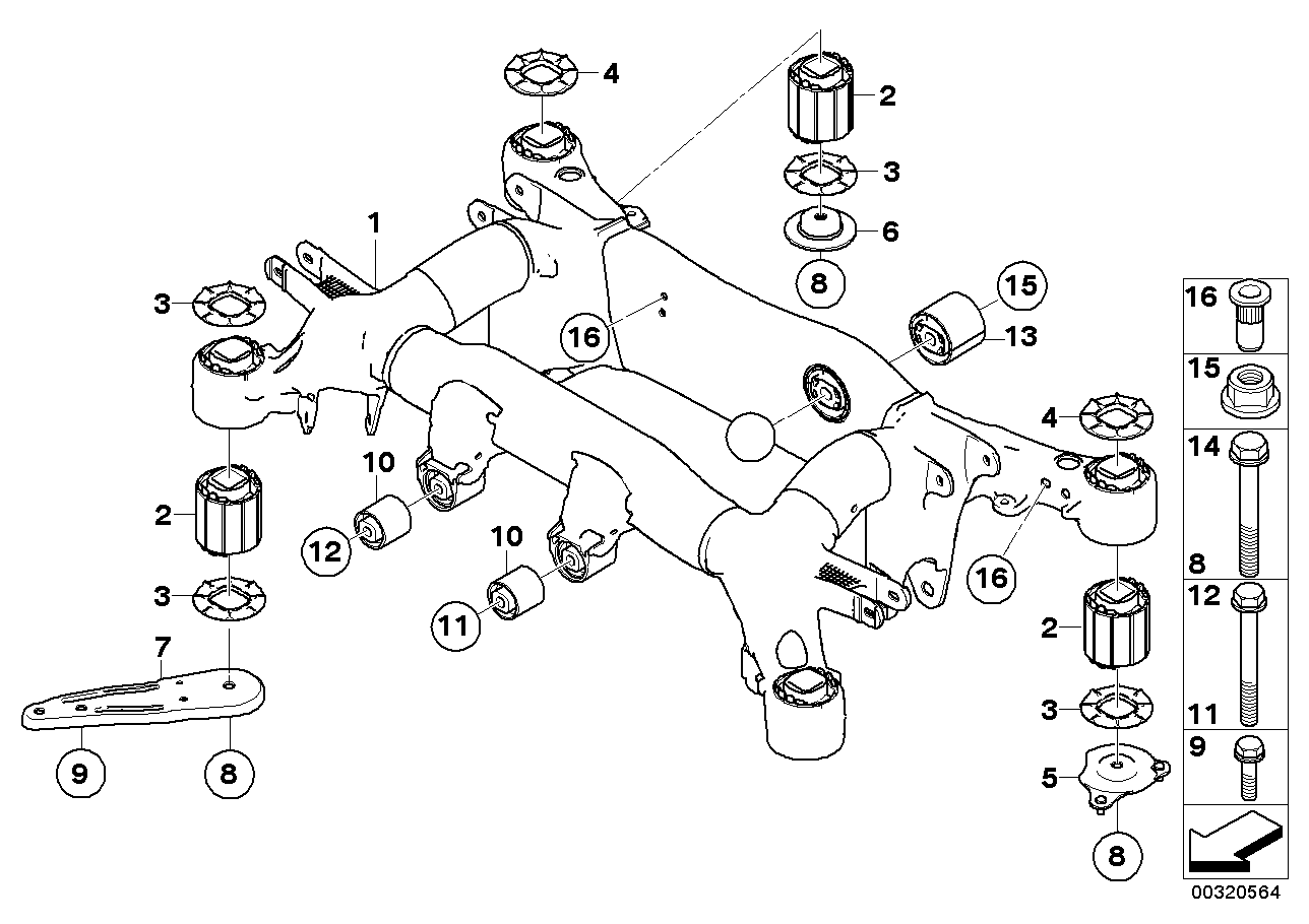 Genuine BMW 33316770842 E63 E64 Rear Axle Carrier (Inc. 645Ci, 650i & 635d)