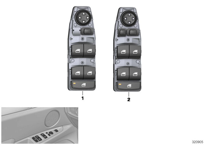 Genuine BMW 61319297347 F46 F16 Window Lifter Switch, Driver's Side (Inc. X1 & X2 M35iX)