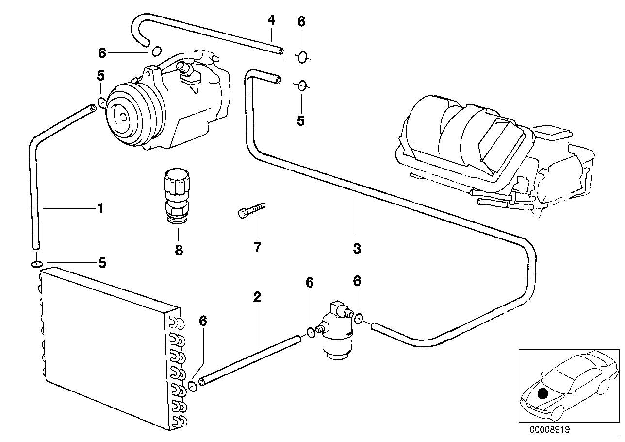 Genuine BMW 64536900478 E38 Suction Pipe Evaporator-Compressor (Inc. 750i, 750iLS & L7)