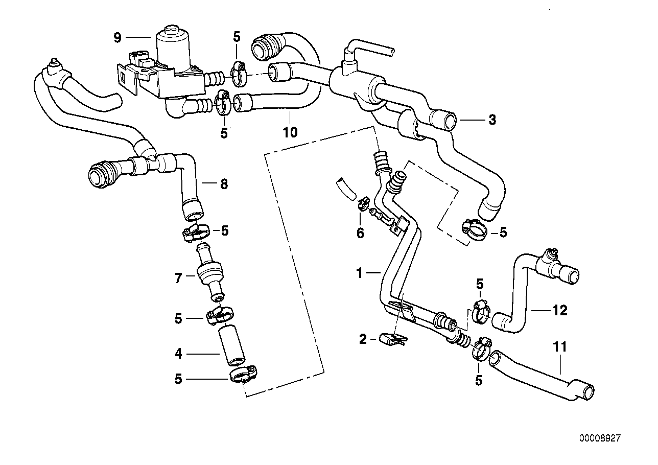 Genuine BMW 64528390726 E38 Hose (Inc. 740i, 730i & 730iL)