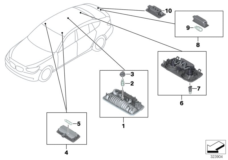 Genuine BMW 63319321574 Interior Lamp, Adjustable SCHWARZ (Inc. 750LiX, 520d ed & 750iX)