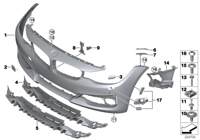 Genuine BMW 51117371831 TriCover, Bumper, Primed, Front PDC/SRA/SVC (Inc. 328iX, 328i & 330iX)