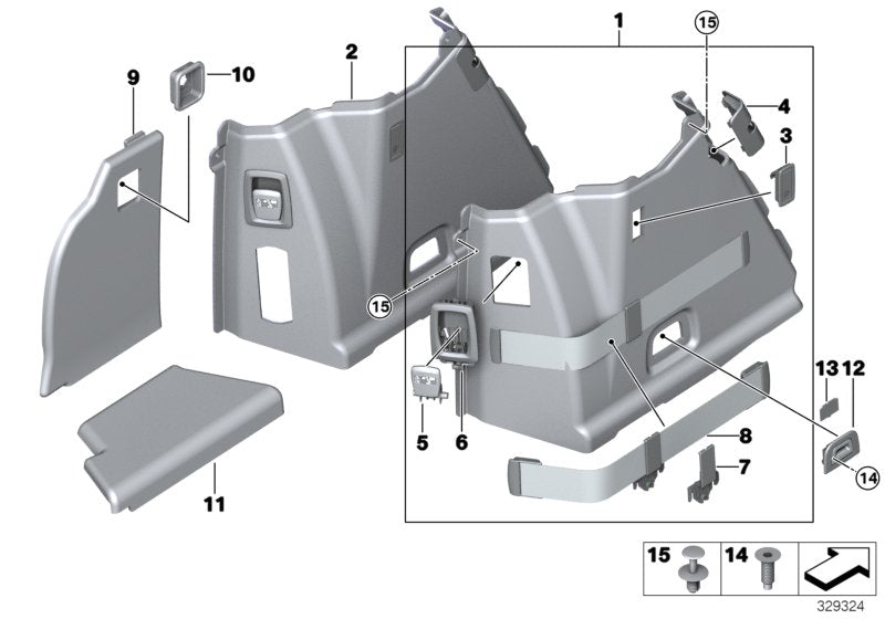 Genuine BMW 51477342883 Left Trunk Flap ANTHRAZIT (Inc. 520d, 530dX & 550iX)