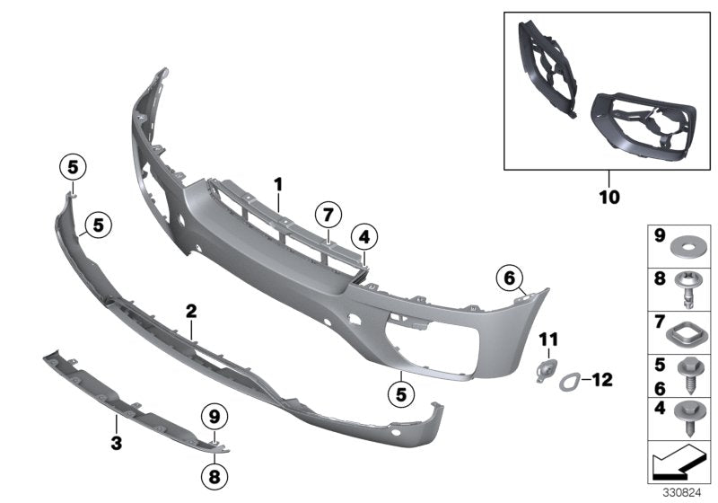 Genuine BMW 51117179848 E71 E72 Trim Panel, Bumper, Front Bottom (Inc. X6)