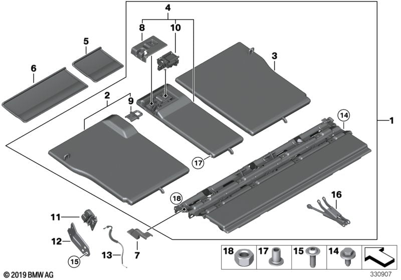 Genuine BMW 51477344661 Cover For Vision Screen Hinge, Left SCHWARZ (Inc. 535d, 530dX & 550i)