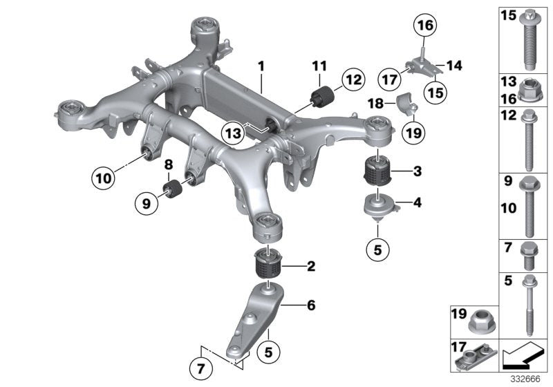 Genuine BMW 33316794666 RR4 Rear Axle Carrier (Inc. 760i, 740i & 730Li)