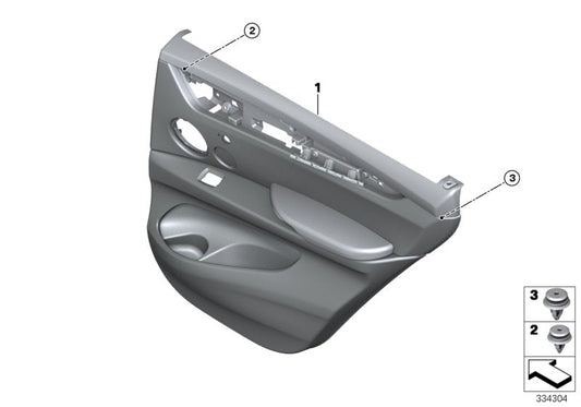 Genuine BMW 51427370052 F15 Door Trim Panel, Rear, Right SCHWARZ (Inc. X5)