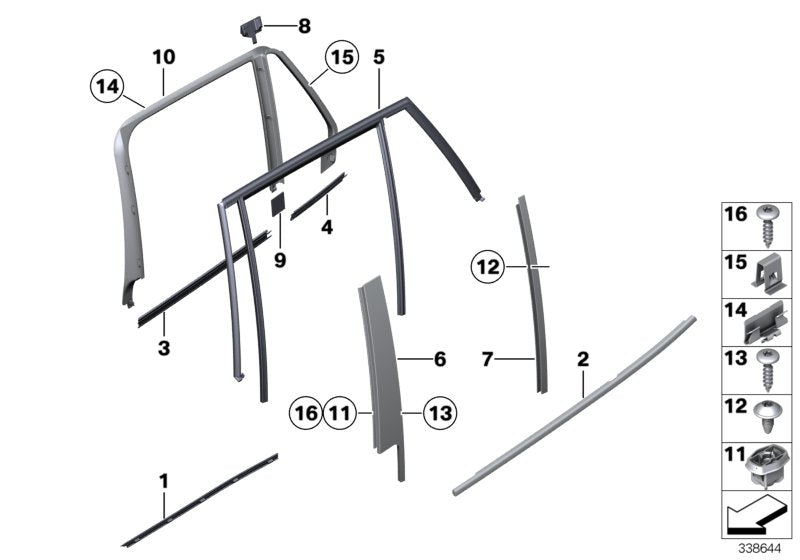 Genuine BMW 51352990320 E84 Window Guide, Right Rear Door (Inc. X1)
