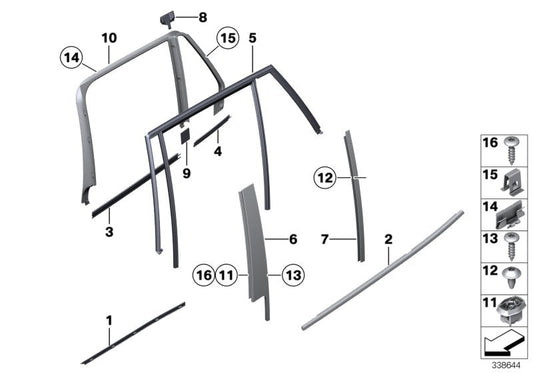 Genuine BMW 51352990320 E84 Window Guide, Right Rear Door (Inc. X1)