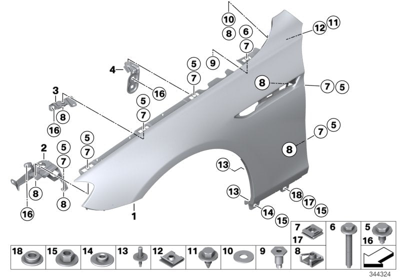 Genuine BMW 41357230580 Side Panel Bracket, Front Right 2 (Inc. 640iX, 650iX 4.4 & M6)