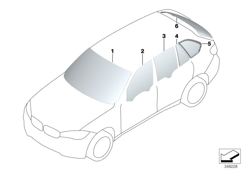 Genuine BMW 51377305769 Side Window, Green Fixed, Rear Left Version for strip (Inc. X5)