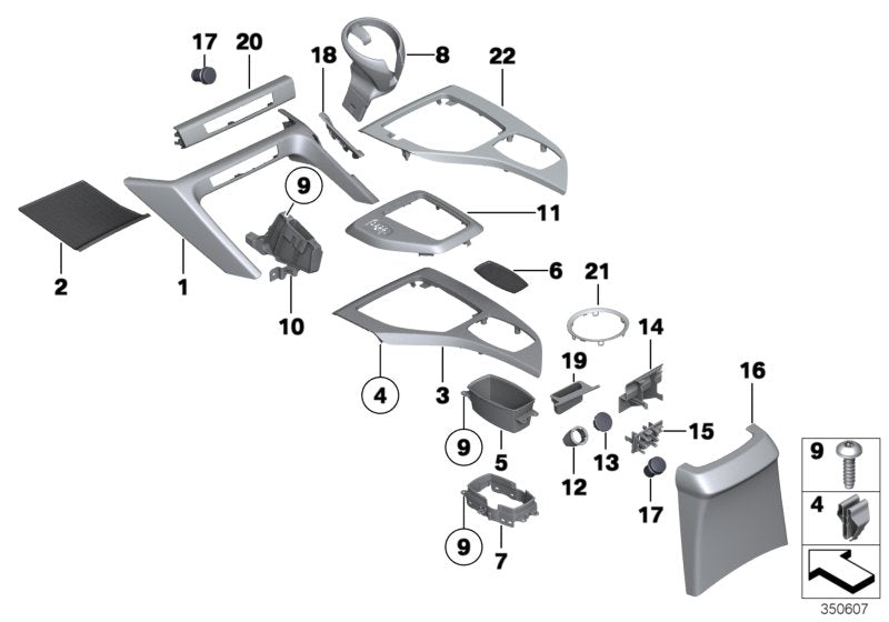 Genuine BMW 51169252846 E84 Cover, Center Console, Satinsilber Matt Left hand drive (Inc. X1)